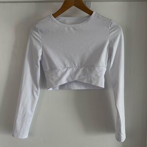 Long Sleeve White Cropped Workout Top